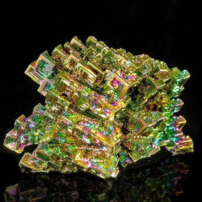 3.2" Wild Colors Skeletal BISMUTH Crystals Stair Step Formation Germany for sale