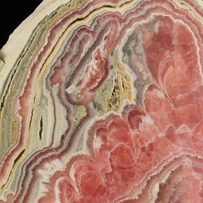 4.9" Bulls Eye Red-Pink-White-Tan RHODOCHROSITE PolishedSlice Argentina for sale