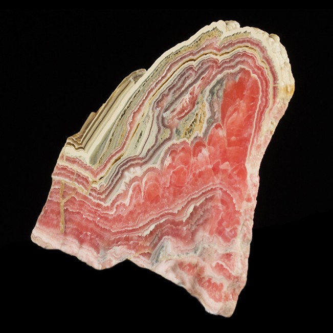 4.9" Bulls Eye Red-Pink-White-Tan RHODOCHROSITE PolishedSlice Argentina for sale