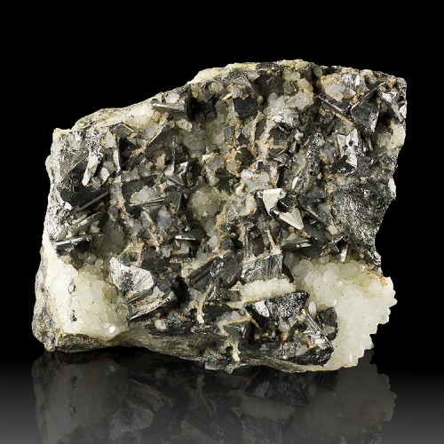 4.1" Shiny TETRAHEDRITE Crystals onQuartz Cav...