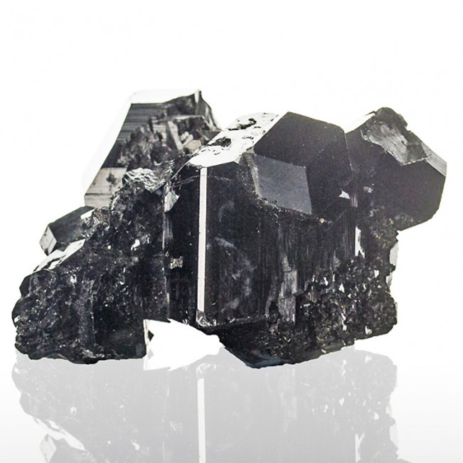 2.2" Mirror Bright WetLook Jet Black SCHORL TOURMALINE Crystals Namibia for sale