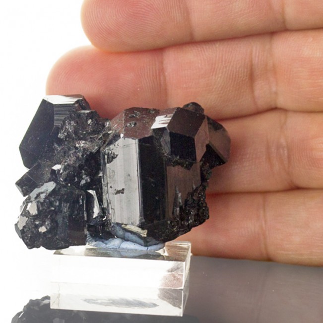 2.2" Mirror Bright WetLook Jet Black SCHORL TOURMALINE Crystals Namibia for sale