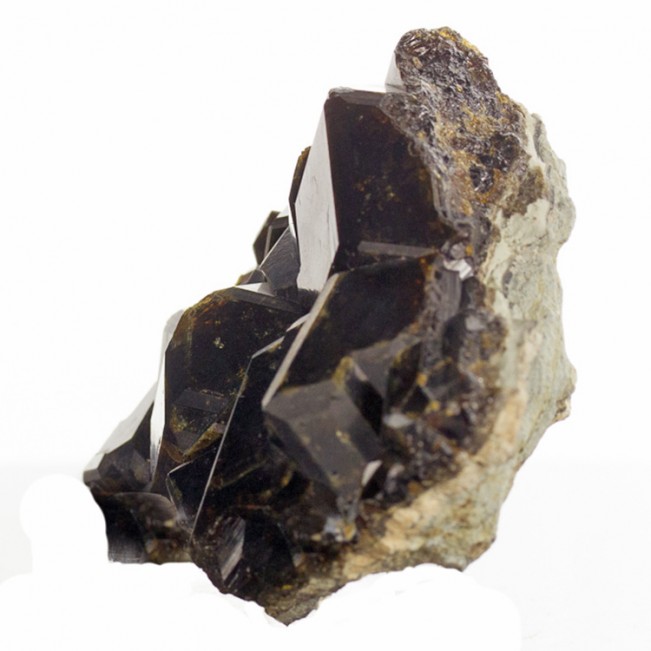 3.5" Glossy Dark Chocolate Brown MELANITE Crystals v.of ANDRADITE Mali for sale