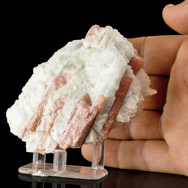 3.6" Magenta PINK TOURMALINE Shiny Crystals in Feldspar+Quartz Brazil for sale