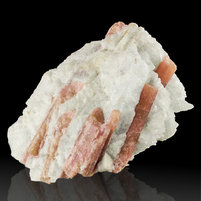 3.6" Magenta PINK TOURMALINE Shiny Crystals in Feldspar+Quartz Brazil for sale