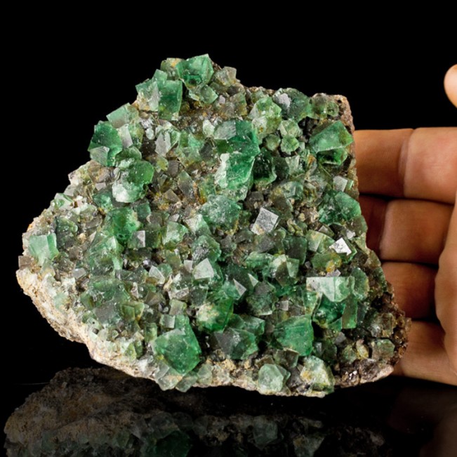 5.2" Blue Green FLUORITE Sharp Cubic Crystals to .6" Rogerley Mine UK for sale