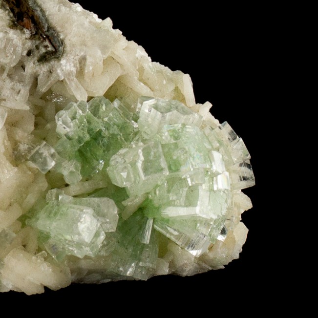 5.3" Green APOPHYLLITE SquareTop Crystals on White Stilbite Well3 India for sale