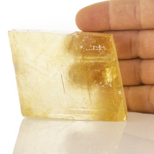 4" RichGoldenHoney YELLOW ICELAND SPAR GemClear Crystal Cleavage Mexico for sale