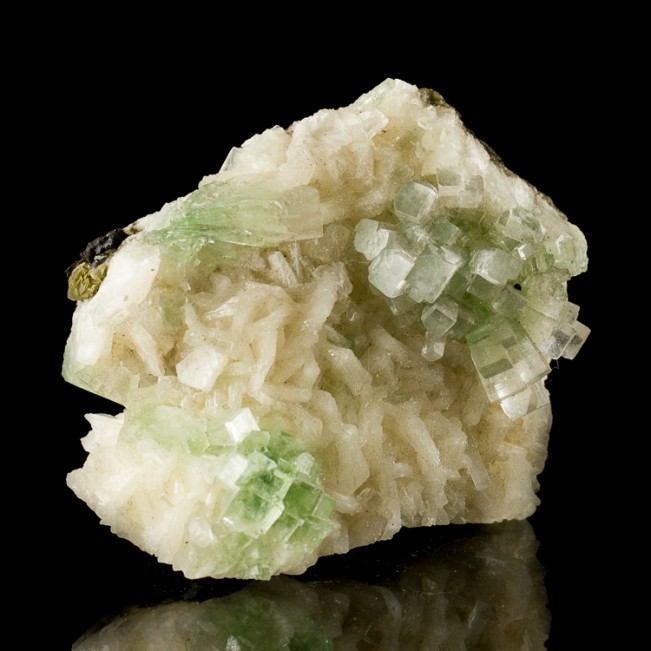 3.3" DISCO BALL APOPHYLLITE Gem Green Crystal Mounds on Stilbite India for sale