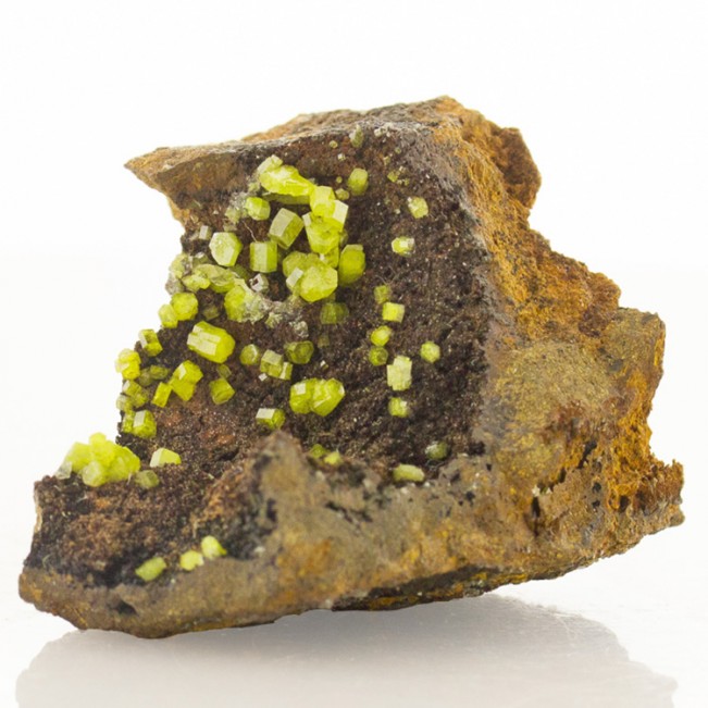 2.2" PYROMORPHITE Sharp Apple Green Crystals Set on Dark Matrix Morocco for sale