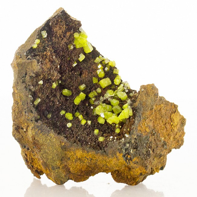 2.2" PYROMORPHITE Sharp Apple Green Crystals Set on Dark Matrix Morocco for sale