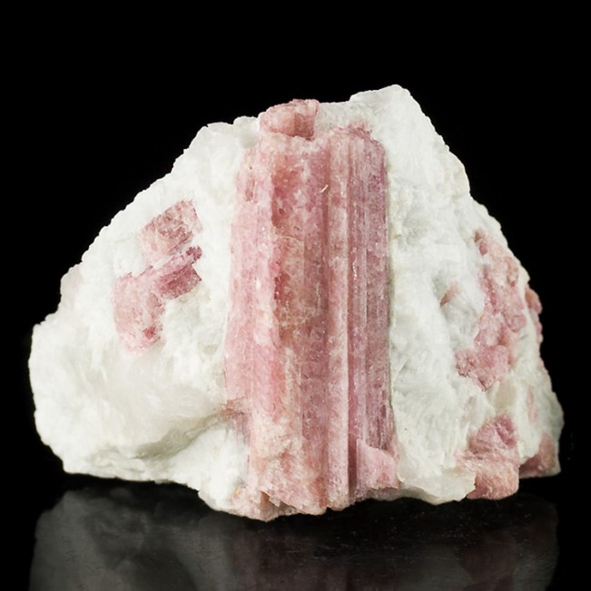 2.9" Magenta Pink Rubellite TOURMALINE CRYSTALS in White Quartz Brazil for sale