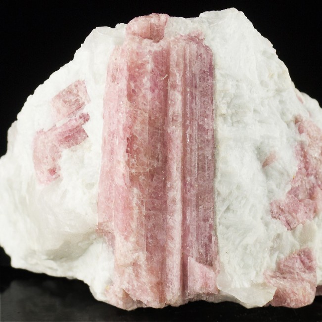 2.9" Magenta Pink Rubellite TOURMALINE CRYSTALS in White Quartz Brazil for sale