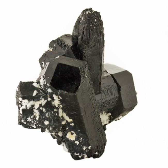 2.1" Lustrous Jet BLACK TOURMALINE Terminated Trigonal Crystals Namibia for sale