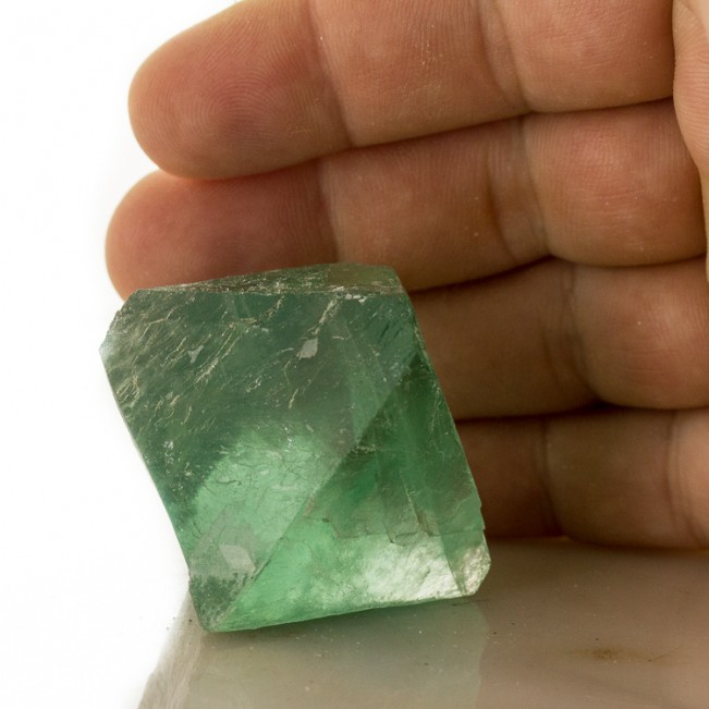 2.1" Transparent Gum Drop Green FLUORITE OCTAHEDRON Gemmy Crystal China for sale