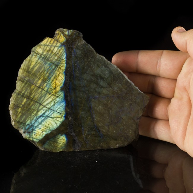 5.2" Iridescent Turquoise & Yellow LABRADORITE Polished Form Madagascar for sale