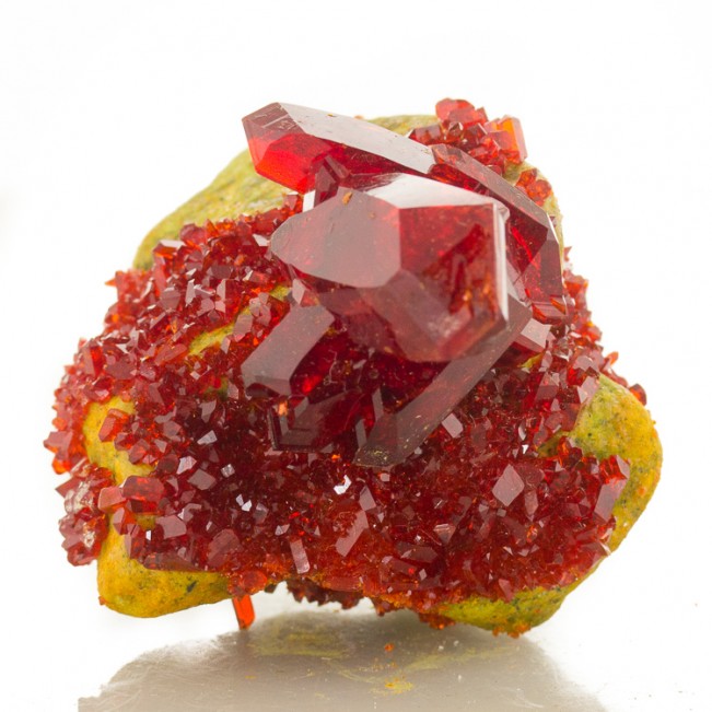 2.1" Gem Clear Cherry Red PRUSKITE Shiny Sharp Crystals to 1.2" Poland for sale