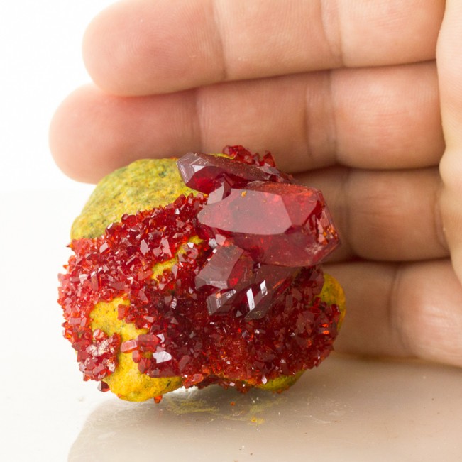 2.1" Gem Clear Cherry Red PRUSKITE Shiny Sharp Crystals to 1.2" Poland for sale