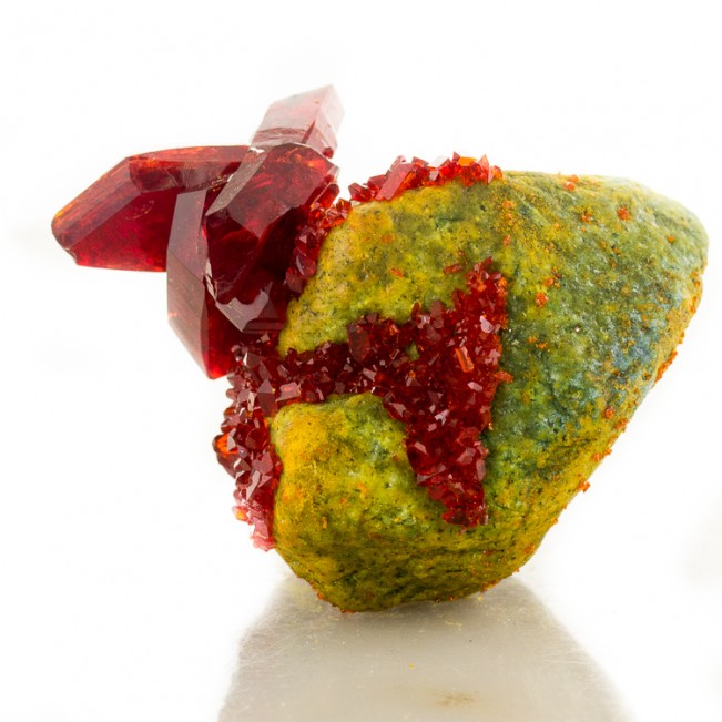 2.1" Gem Clear Cherry Red PRUSKITE Shiny Sharp Crystals to 1.2" Poland for sale