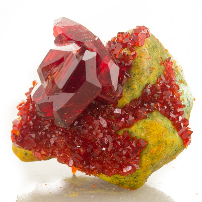 2.1" Gem Clear Cherry Red PRUSKITE Shiny Sharp Crystals to 1.2" Poland for sale