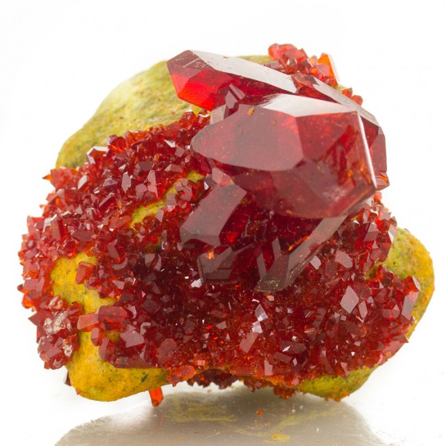 2.1" Gem Clear Cherry Red PRUSKITE Shiny Sharp Crystals to 1.2" Poland for sale