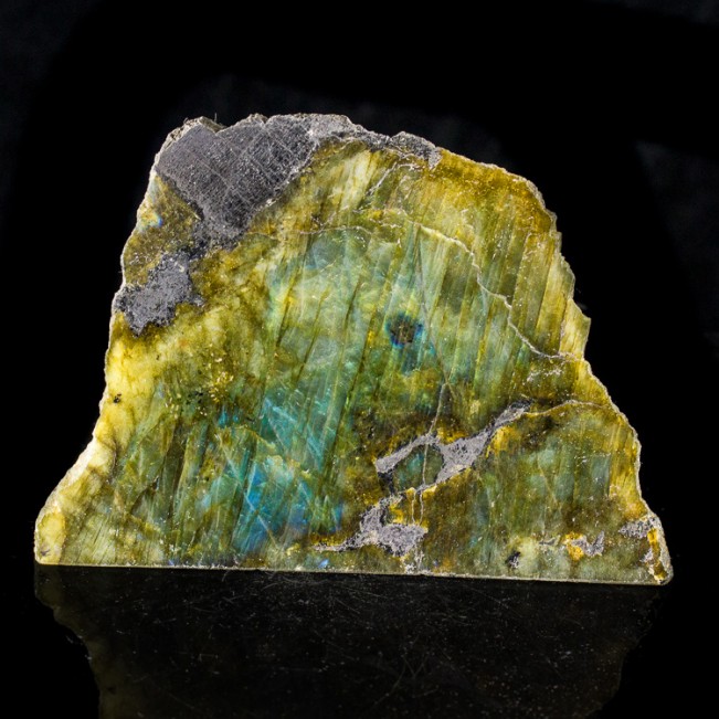 5.7" Polished Iridescent Neon Blue Orange & Gold LABRADORITE Madagascar for sale