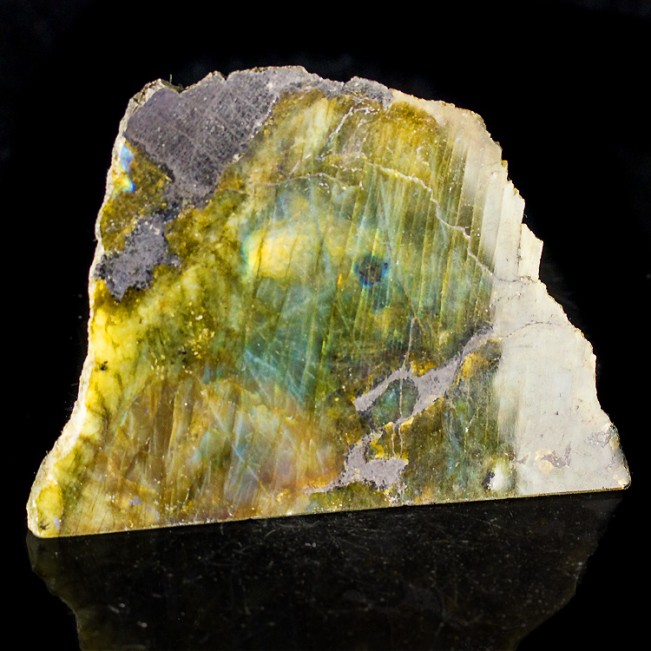 5.7" Polished Iridescent Neon Blue Orange & Gold LABRADORITE Madagascar for sale