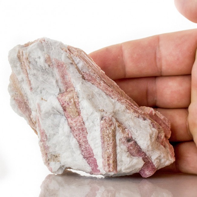 4.5" White QUARTZ Shot Thru with PINK TOURMALINE Crystals to3.5" Brazil for sale