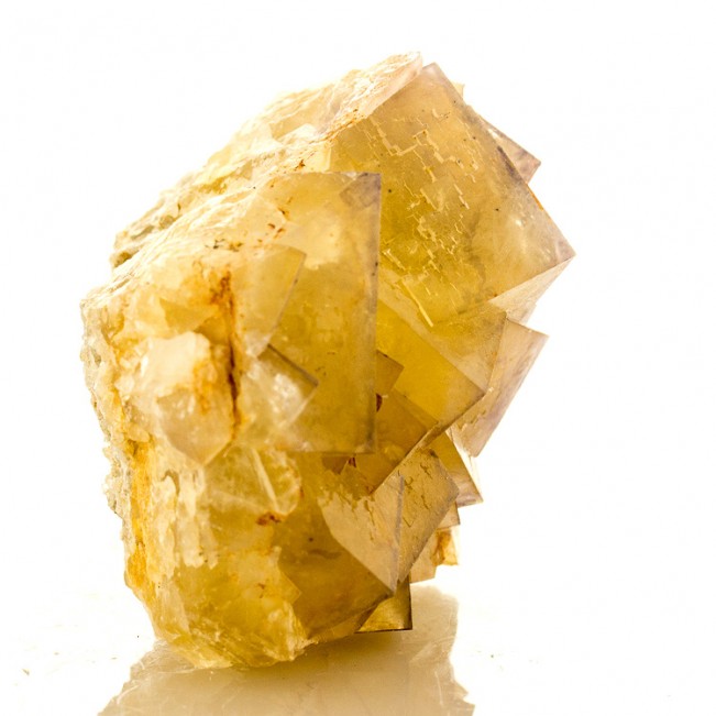 3.5" YELLOW FLUORITE Translucent Cubic Crystals w-Gray Phantoms France for sale