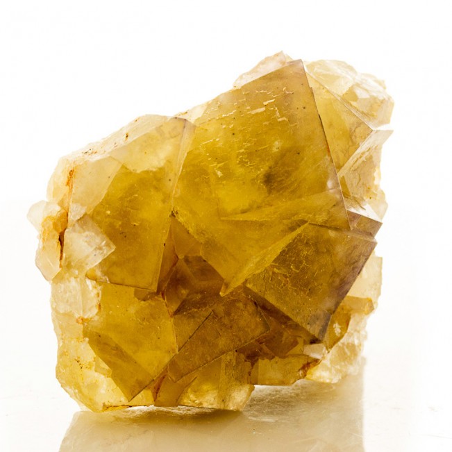 3.5" YELLOW FLUORITE Translucent Cubic Crystals w-Gray Phantoms France for sale