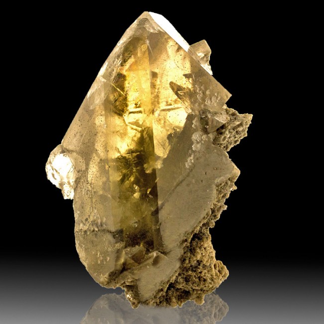 3.1" Gem Clear BARITE CRYSTAL Shiny Golden Gray Terminated Linwood Iowa for sale