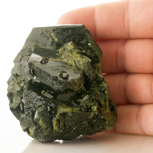 3.1" TABULAR EPIDOTE Deep Forest Green Hexagonal Crystals Pakistan 2011 for sale