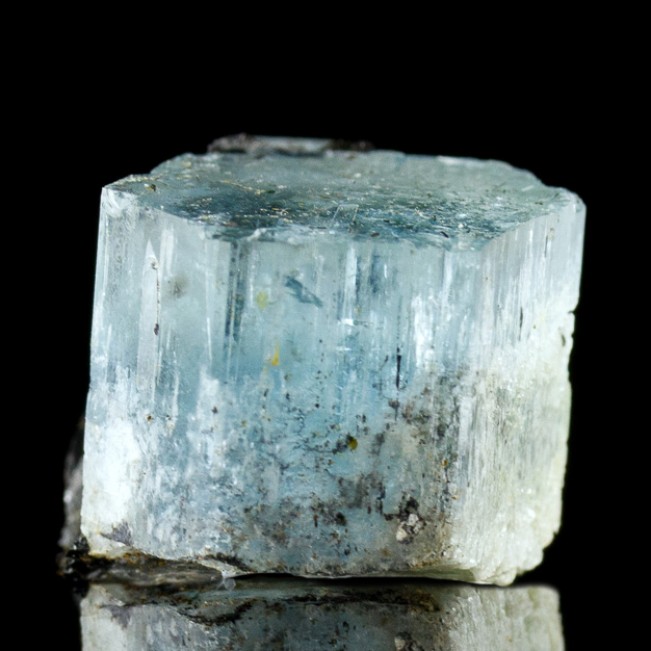.9" Turquoise Blue Gem AQUAMARINE Crystal with Black Tourmaline Namibia for sale