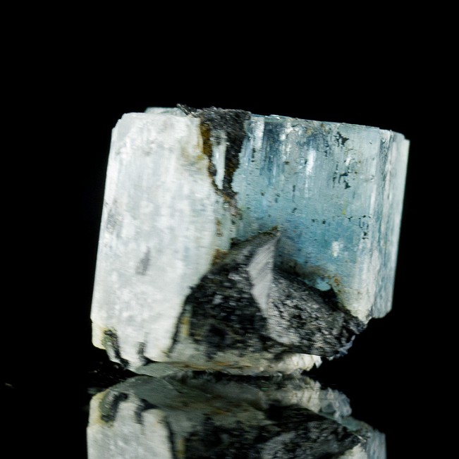 .9" Turquoise Blue Gem AQUAMARINE Crystal with Black Tourmaline Namibia for sale