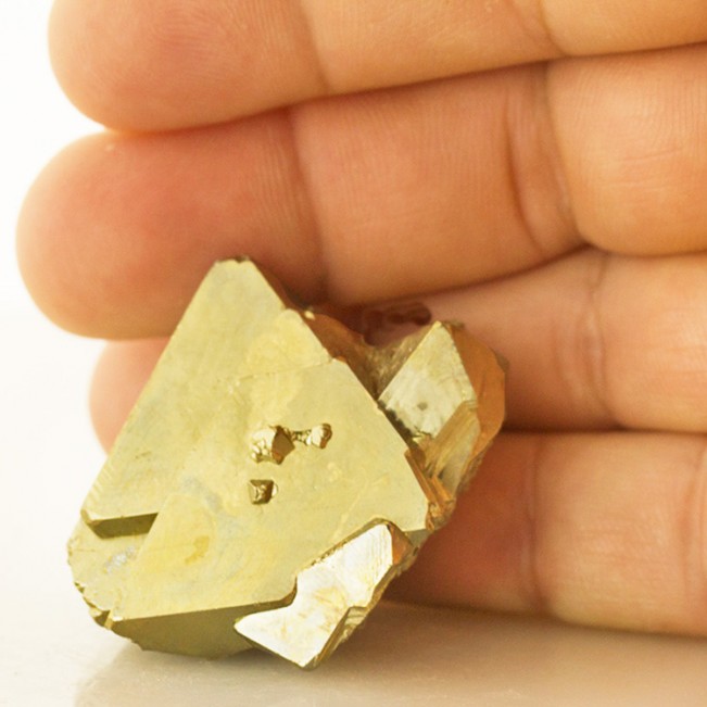 1.8" Bright Brassy Golden PYRITE Sharp Smooth Octahedral Crystals Peru for sale