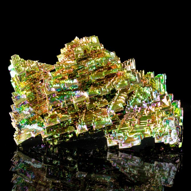 2.9" Gleaming Rainbow Colored BISMUTH Sharp Hoppered Crystals Germany for sale