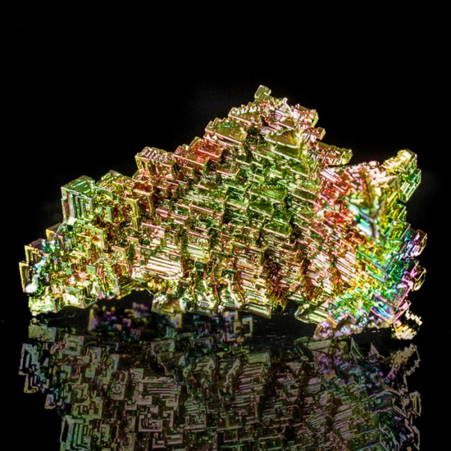 2.9" Gleaming Rainbow Colored BISMUTH Sharp Hoppered Crystals Germany for sale