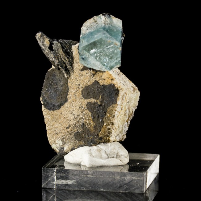 1.8" SkyBlue Gem AQUAMARINE Terminated .7" Crystal onMicrocline Namibia for sale