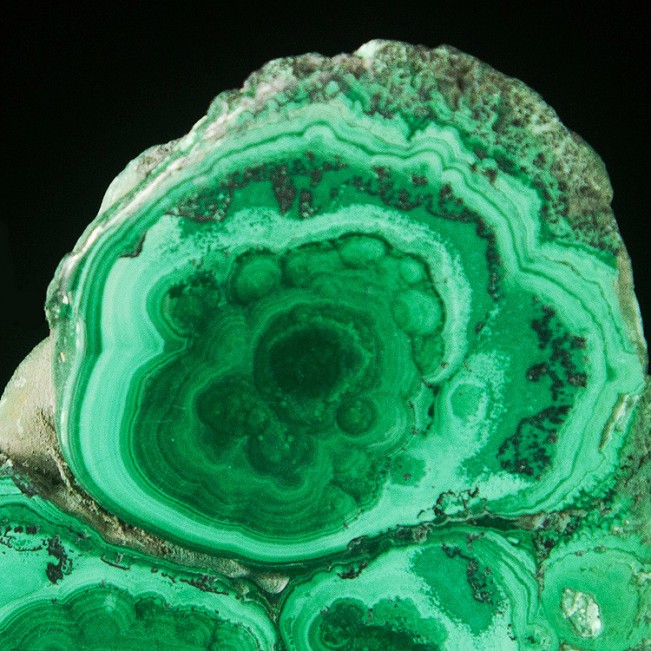 2.2" MALACHITE SLICE Polished Bulls Eyes Dark+Light Green Banding Congo for sale