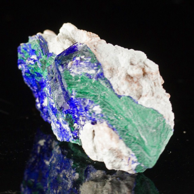 3" Flashing Intense Navy Blue AZURITE CRYSTALS w-Green Malachite Mexico for sale