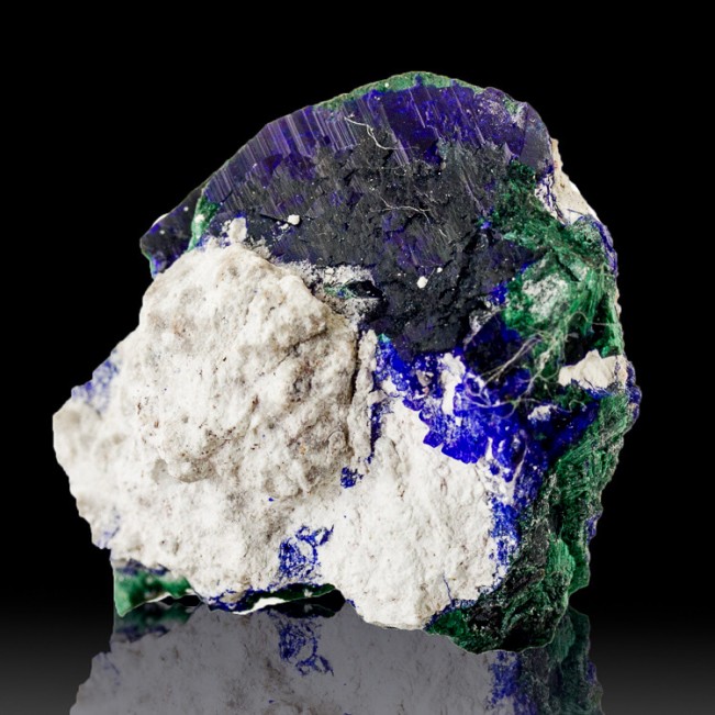 1.4" Milpillas AZURITE Crystals Shiny Navy Blue Color+Malachite Mexico for sale 