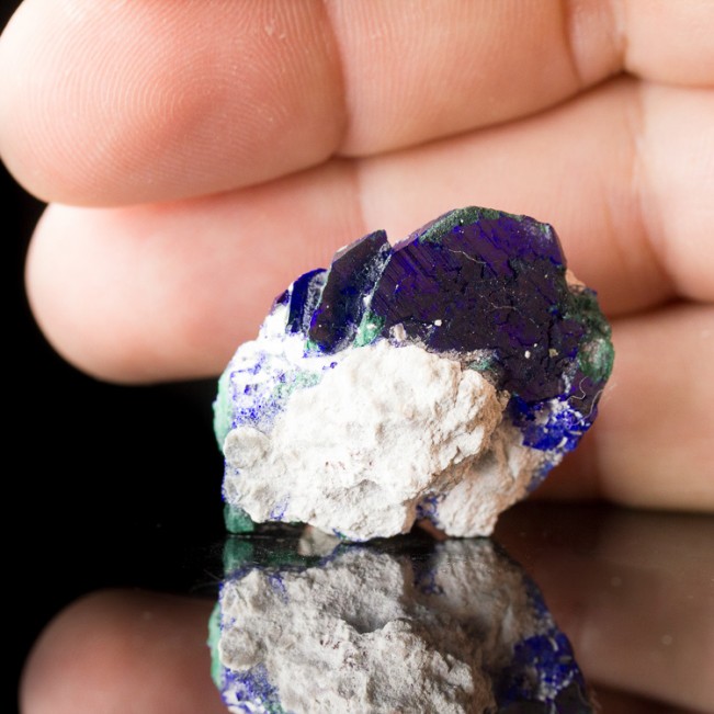 1.4" Milpillas AZURITE Crystals Shiny Navy Blue Color+Malachite Mexico for sale 