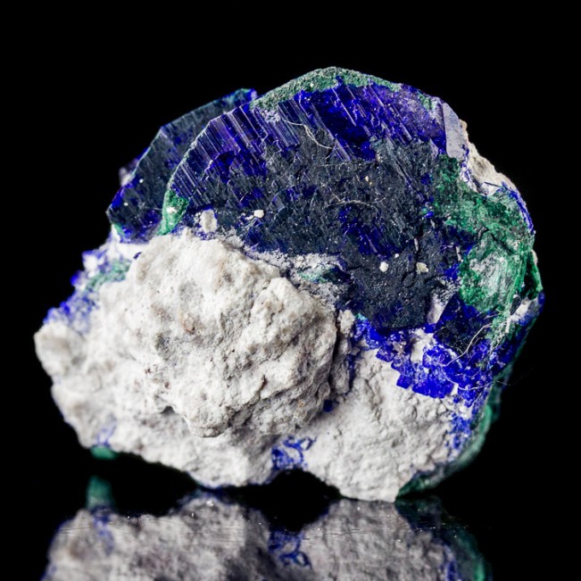 1.4" Milpillas AZURITE Crystals Shiny Navy Blue Color+Malachite Mexico for sale 