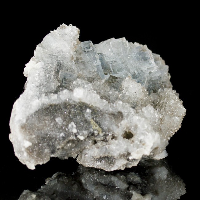 4.2" Gem Clear Glassy Lite Blue FLUORITE Crystals on Druzy Quartz Spain for sale