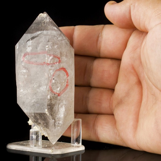 3.9" Double Terminated ENHYDRO QUARTZ Crystal w-Air Bubble+Solids China for sale