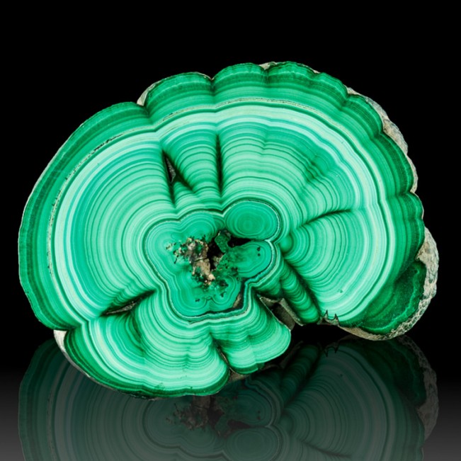 2.3" Bulls Eye MALACHITE SLICE Light & Dark Green Bands Polished Congo for sale