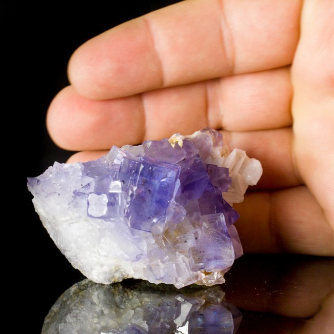 2.9" Gem Clear Glassy Rich Blue FLUORITE Crystals +Barite Jaimina Spain for sale