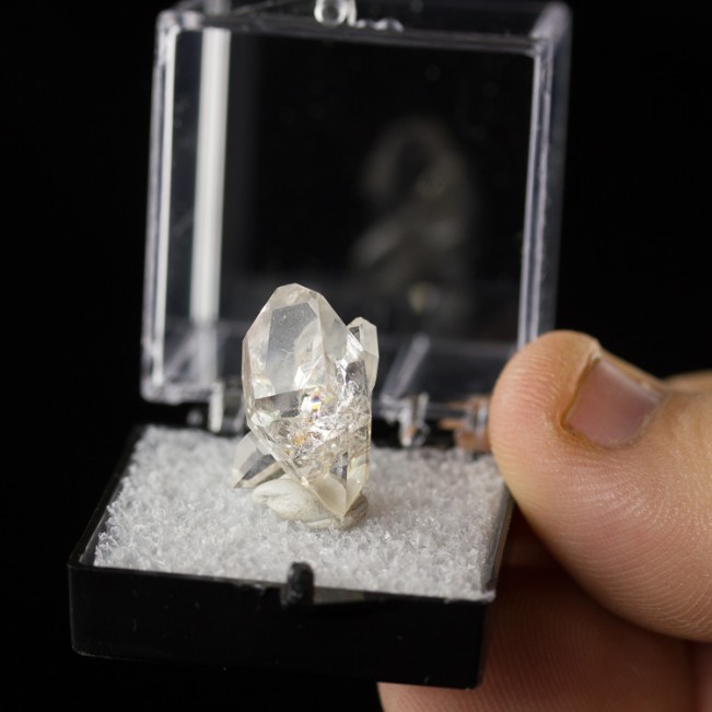 .8" Gem Clear HERKIMER DIAMOND Quartz Cluster 4 Crystals +Rainbows NY for sale