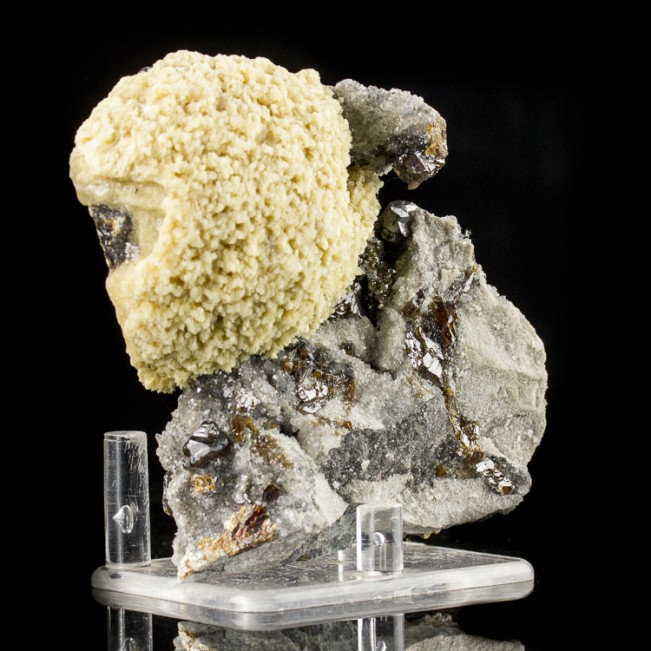 3.8" Hemisphere of Bone White BARITE Crystals w-Sphalerite Elmwood TN for sale