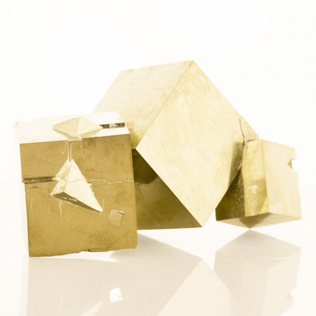 4.3" Flashy Metallic 7 Sharp Cubic PYRITE Crystals to2.5" Navajun Spain for sale